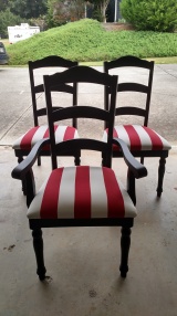 red white 3 chairs